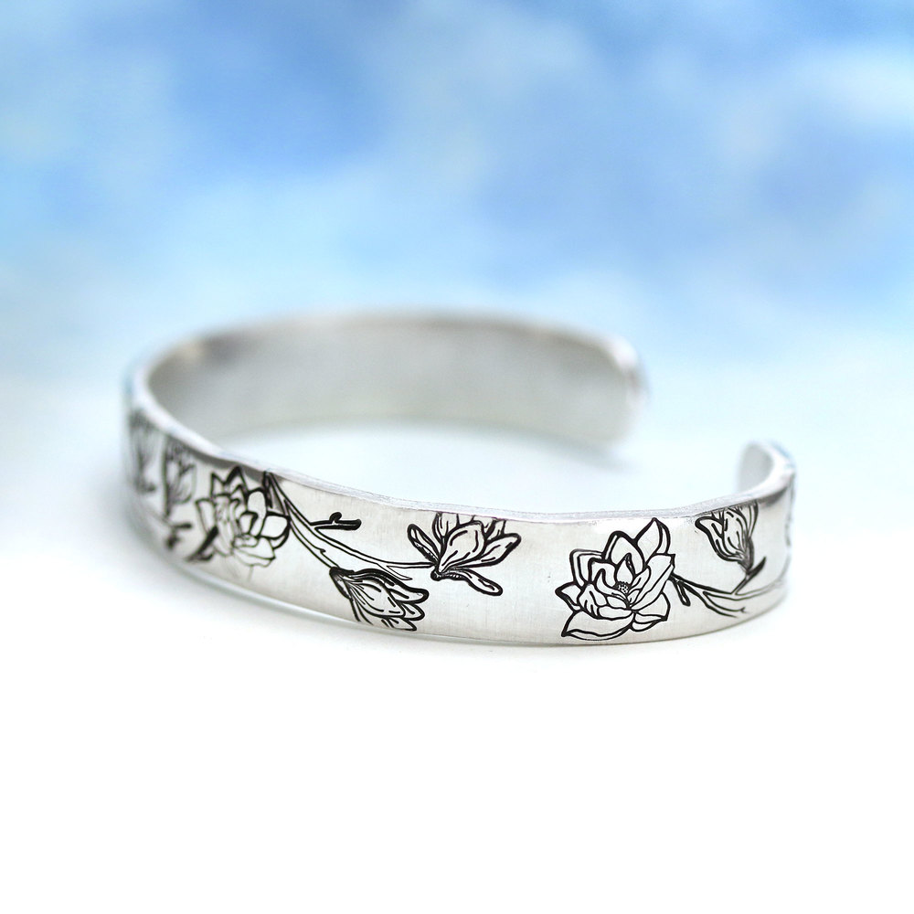 Metal Stamping Tools Magnolia Open Flower 2 Metal Design Stamp, 10mm - Beaducation Original